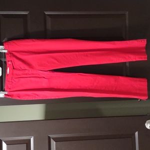 Red Cotton stretch pants straight leg, 6